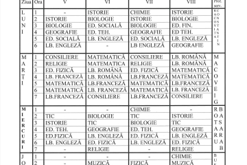 Document: [Orar Școala Gimnazială ”Alexandru Obreja” Sat Gugești, an școlar 2025-2026]